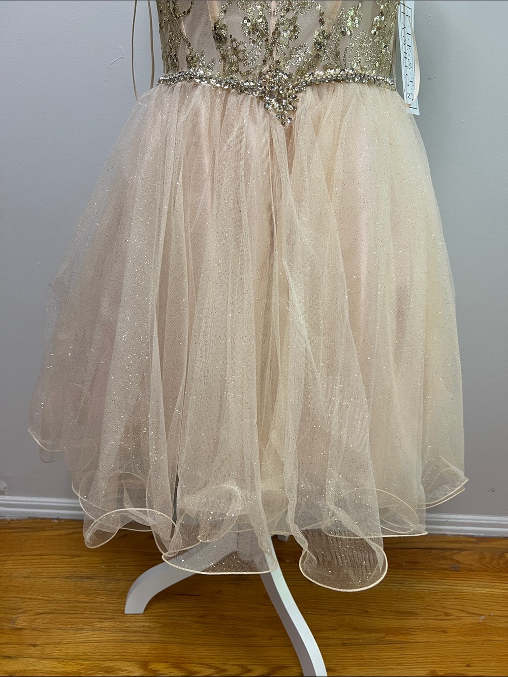 NWT Fiesta Fashion‎ Gold Sequin Short Homecoming Cocktail Dress Tulle XL - Picture 9 of 13